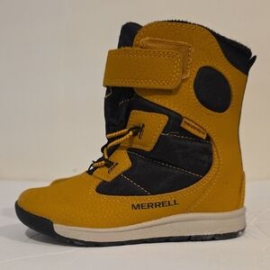 Merrell Kids Yellow and Black Waterproof Boots Size 9m Uk 9 Eu 26 Tan Black